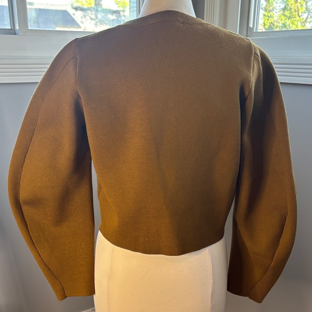 Zara Olive Cropped Button Cardigan - Picture 7 of 7